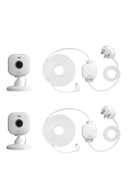 Amazon Blink Mini 2 Smart Security HD Camera with Weather-Resistant Power Adaptor, Pack of 2, White, White