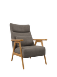 John Lewis Hendricks High Back Leather Accent Chair, Light Leg, Demetra Grey