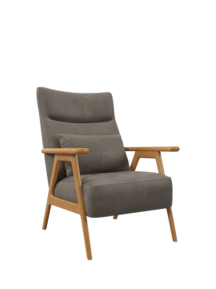 John Lewis Hendricks High Back Leather Accent Chair, Light Leg, Demetra Grey