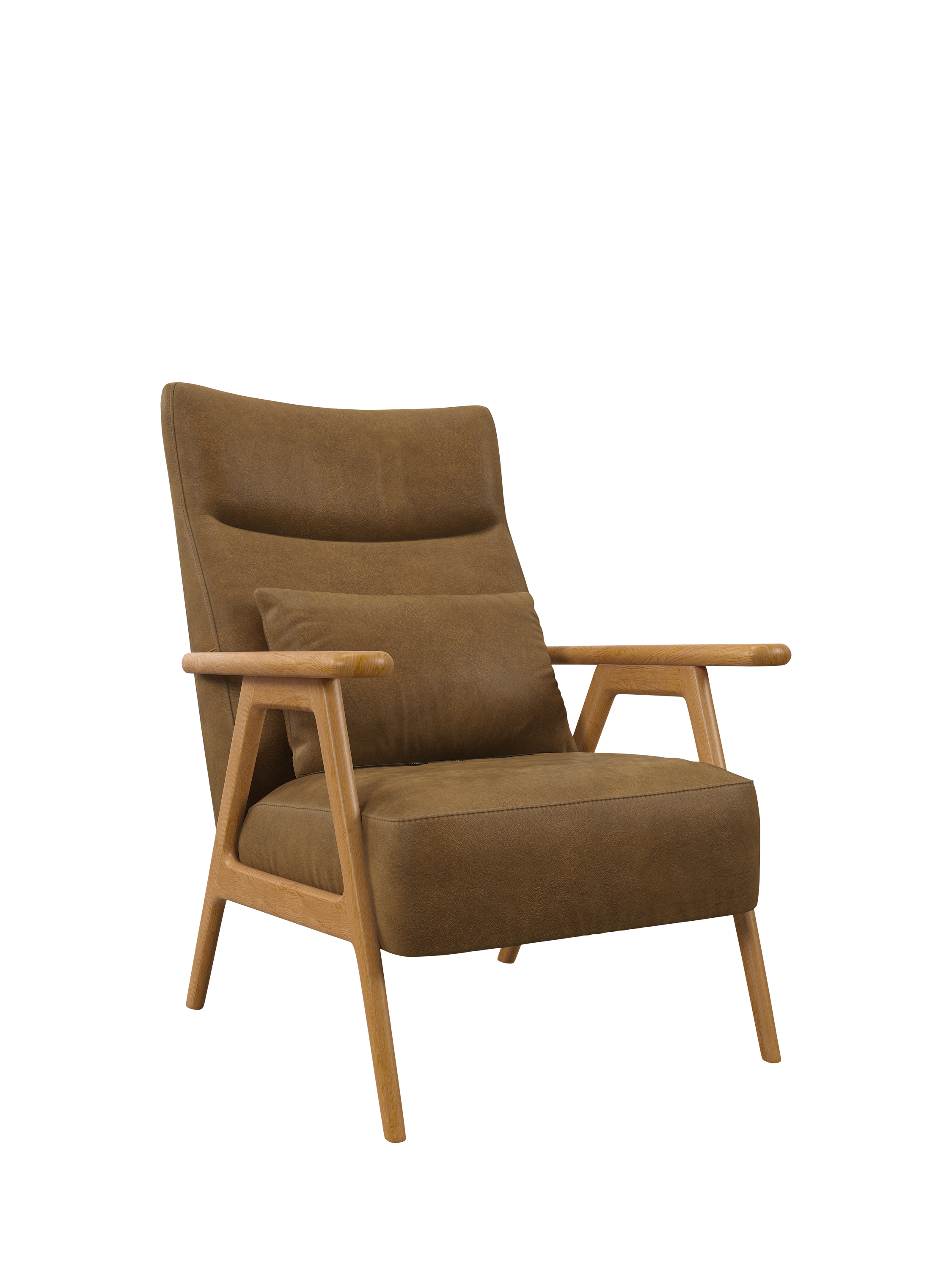 Hendricks Range, John Lewis Hendricks High Back Accent Chair, Leather Demetra Light Tan, Light Leg