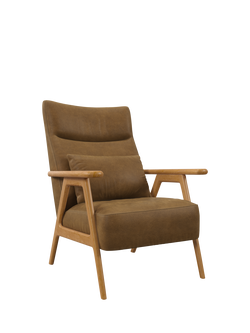 John Lewis Hendricks High Back Leather Accent Chair, Light Leg, Demetra Light Tan