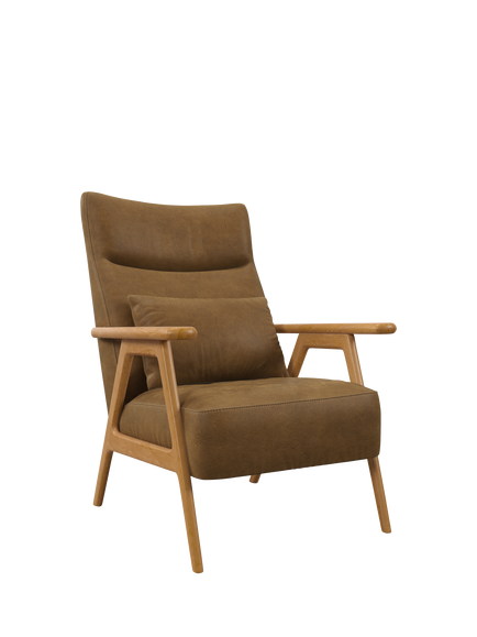 John Lewis Hendricks High Back Leather Accent Chair, Light Leg, Demetra Light Tan