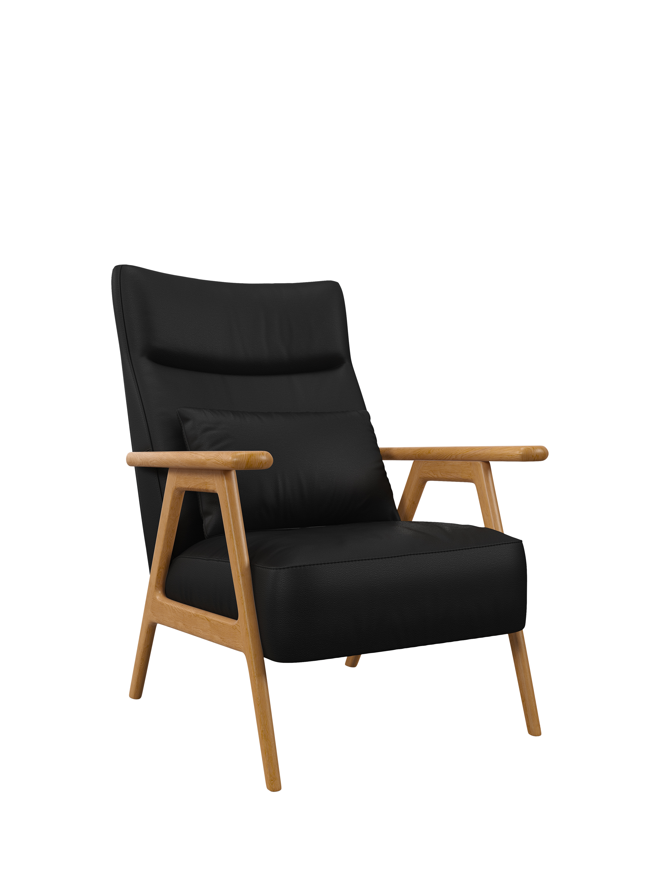 Hendricks Range, John Lewis Hendricks High Back Accent Chair, Leather Matt Black, Light Leg