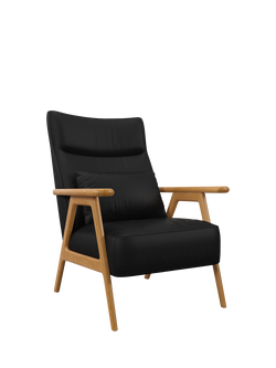 John Lewis Hendricks High Back Leather Accent Chair, Light Leg, Matt Black