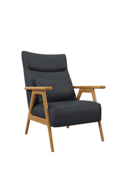 John Lewis Hendricks High Back Leather Accent Chair, Light Leg, Matt Navy