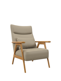 John Lewis Hendricks High Back Leather Accent Chair, Light Leg, Matt Pearl