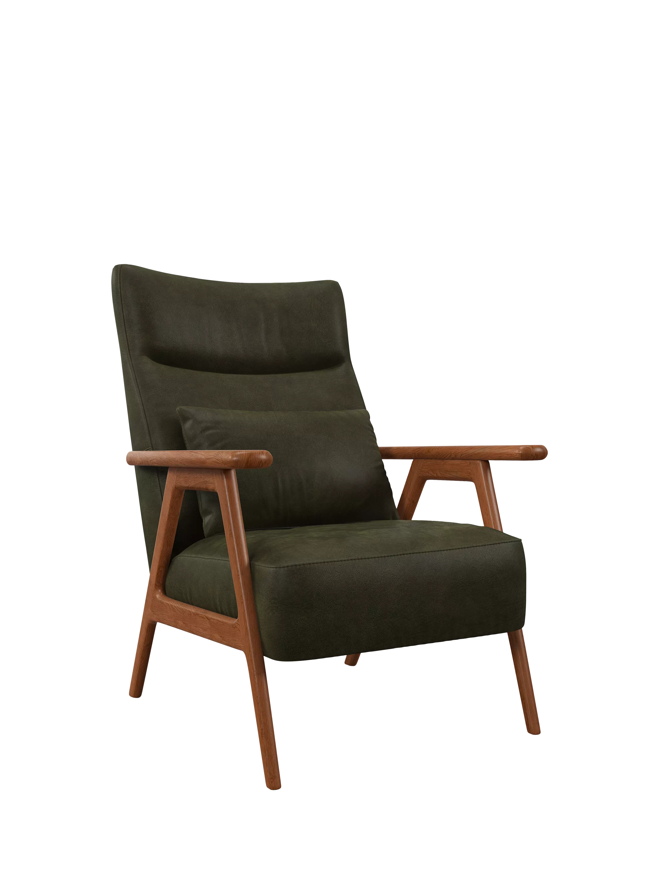 John Lewis Hendricks High Back Leather Accent Chair Leather Dark leg Demetra Green