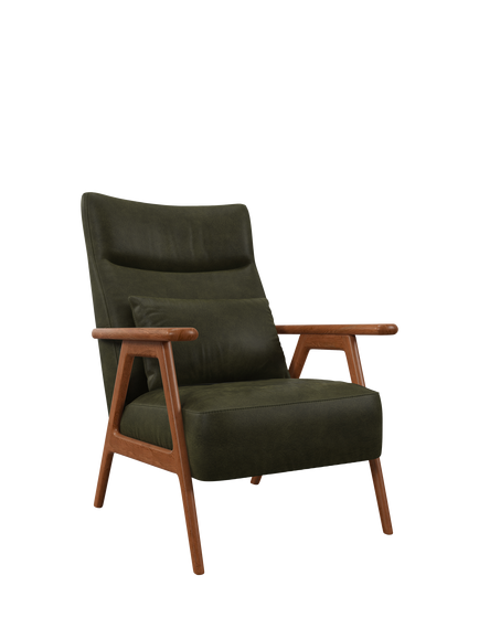 John Lewis Hendricks High Back Accent Chair, Leather, Dark leg, Demetra Green