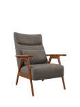 John Lewis Hendricks High Back Accent Chair, Leather, Dark leg, Demetra Grey