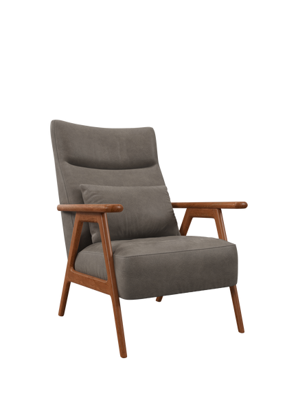 John Lewis Hendricks High Back Accent Chair, Leather, Dark leg, Demetra Grey