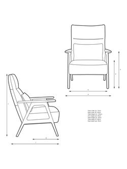 John Lewis Hendricks High Back Accent Chair, Leather, Dark leg - view 2, Demetra Light Tan
