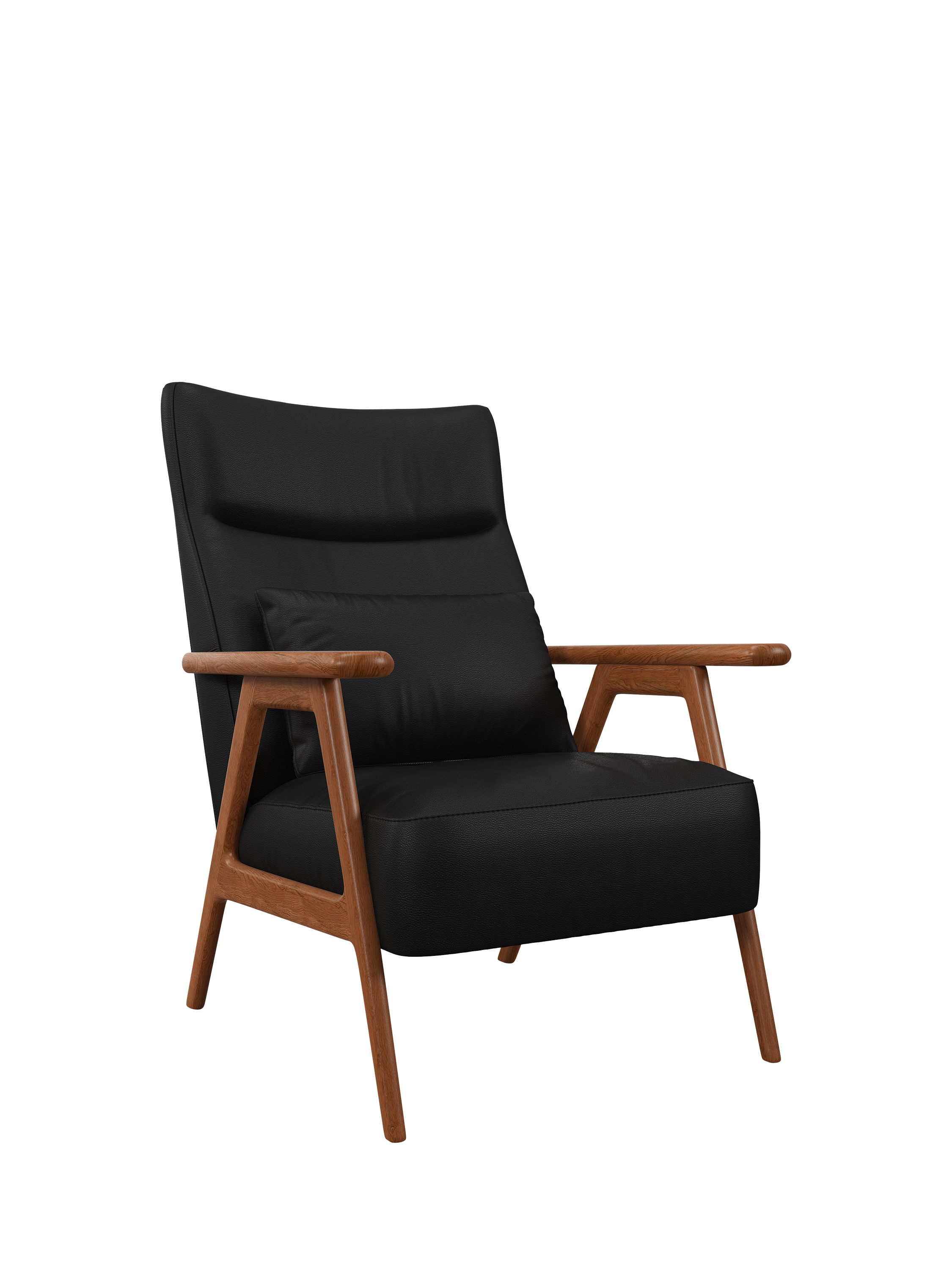Hendricks Range, John Lewis Hendricks High Back Accent Chair, Leather Matt Black, Dark Leg