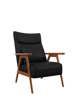 John Lewis Hendricks High Back Accent Chair, Leather, Dark leg, Matt Black