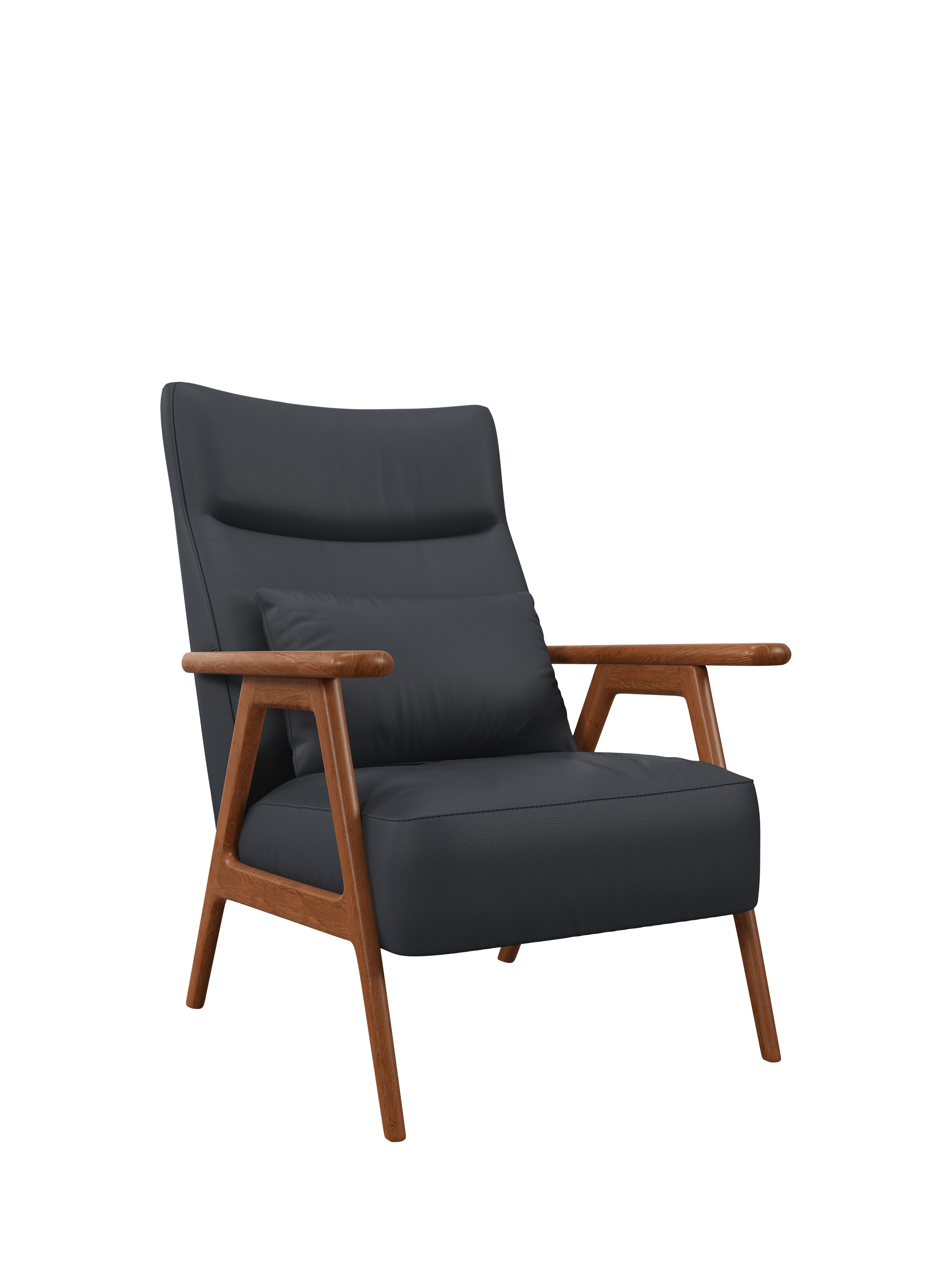 Hendricks Range, John Lewis Hendricks High Back Accent Chair, Leather Matt Navy, Dark Leg