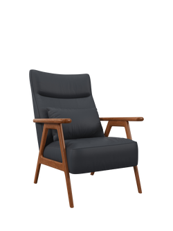 John Lewis Hendricks High Back Accent Chair, Leather, Dark leg, Matt Navy