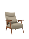 John Lewis Hendricks High Back Accent Chair, Leather, Dark leg, Matt Pearl