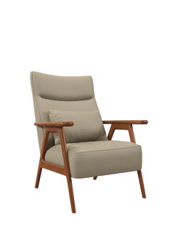 John Lewis Hendricks High Back Accent Chair, Leather, Dark leg, Matt Pearl