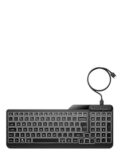 HP 400 Backlit Wired Keyboard, Black, Black