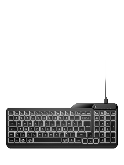 HP 400 Backlit Wired Keyboard, Black - view 2, Black