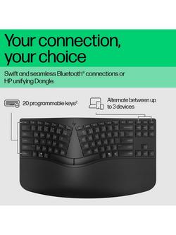HP 960 Ergonomic Wireless Keyboard, Black - view 2, Black