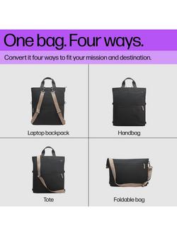 HP Convertible Laptop Backpack Tote Bag for Laptops up to 14”, Black - view 2, Black