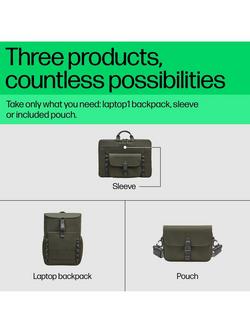 HP Modular Laptop Backpack for Laptops up to 15.6”, Green - view 2, Green
