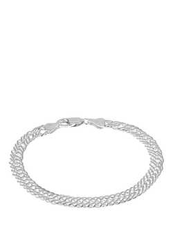 Hoxton London Men's Double Curb Bracelet, Silver, Silver