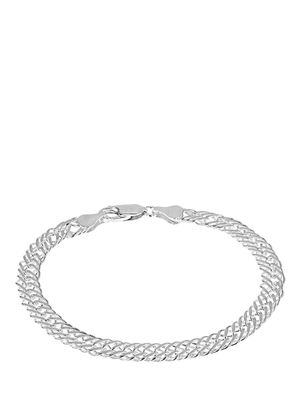 Hoxton London Men's Double Curb Bracelet, Silver, Silver