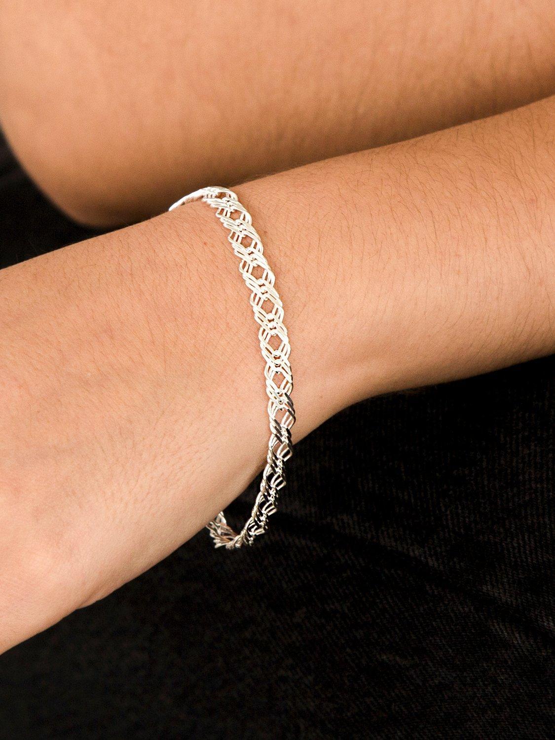 Product image 3 of 3, which shows Hoxton London Men's Double Curb Bracelet, Silver
