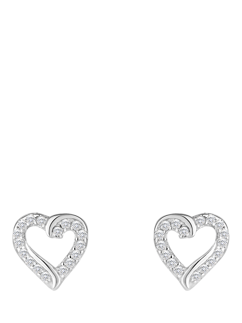 Product image 1 of 5, which shows Simply Silver Cubic Zirconia Open Heart Stud Earrings, Silver