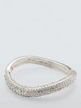 John Lewis Diamante Half Encrusted Cuff Bracelet, Silver