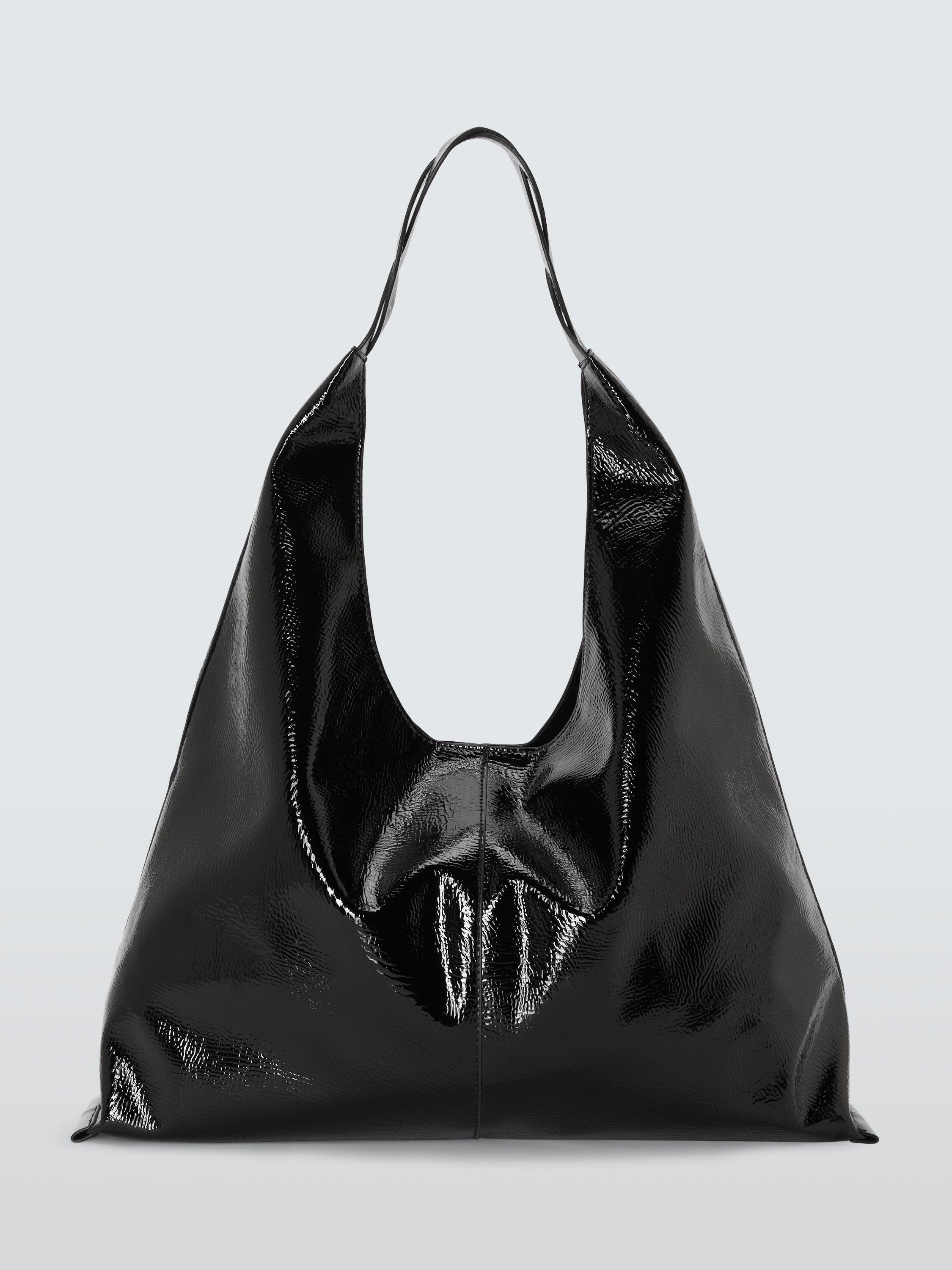 Product image 1 of 7, which shows John Lewis ANYDAY Relaxed Oversized Faux Leather Shoulder Bag, Black