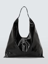 John Lewis ANYDAY Relaxed Oversized Faux Leather Shoulder Bag, Black