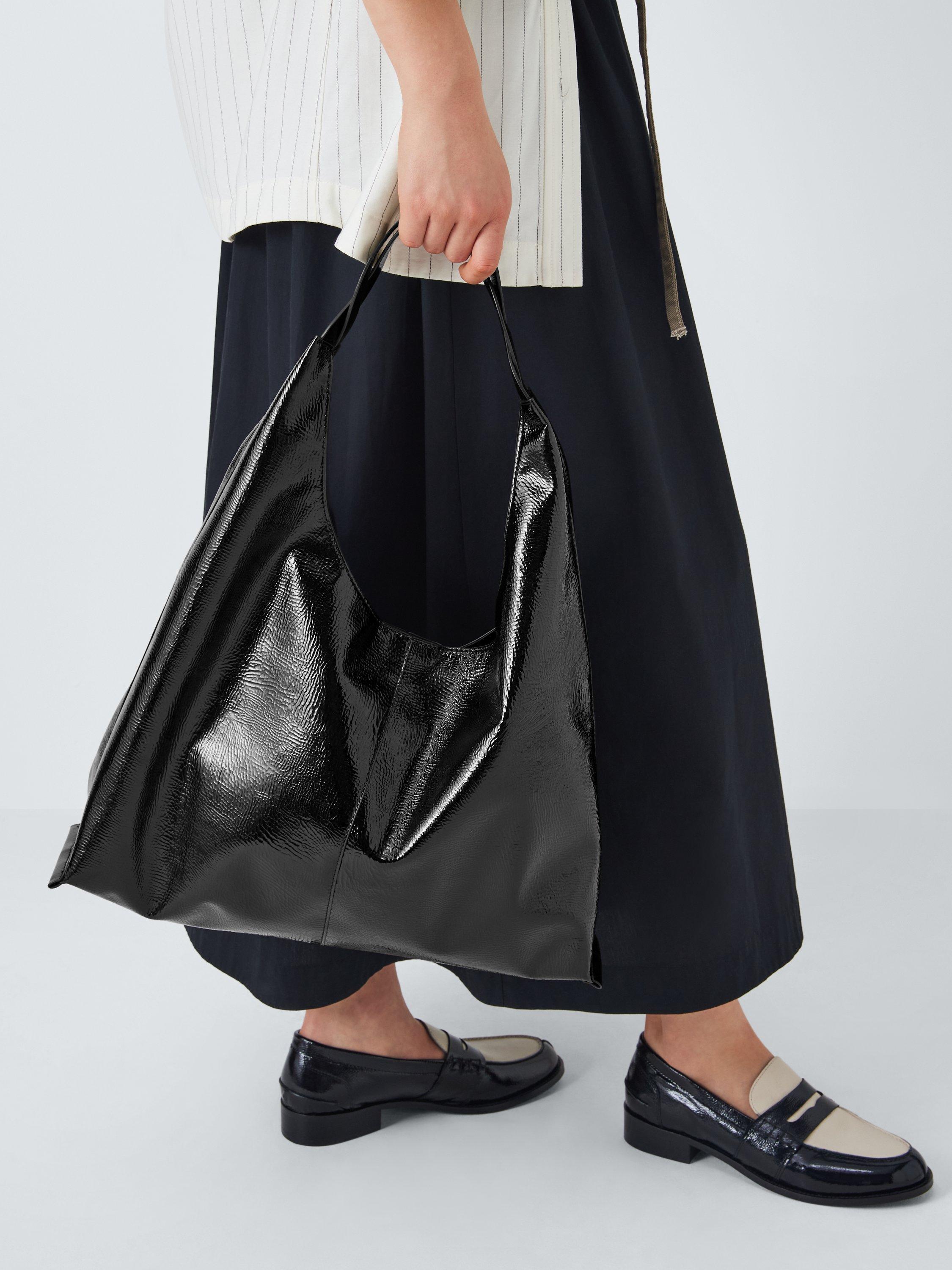 Product image 2 of 7, which shows John Lewis ANYDAY Relaxed Oversized Faux Leather Shoulder Bag, Black