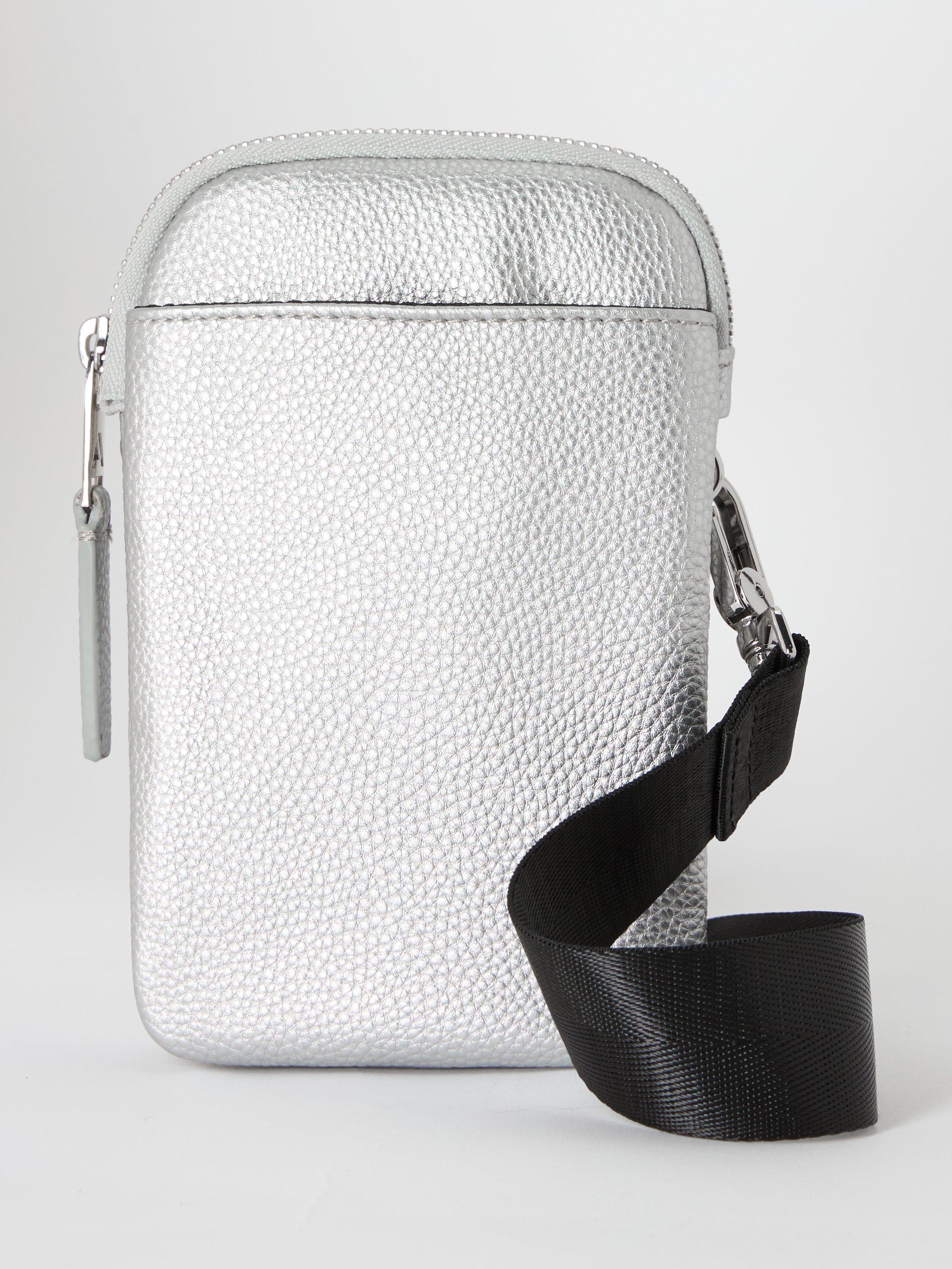 Product image 1 of 5, which shows John Lewis ANYDAY Soft Crossbody Phone Bag, Silver