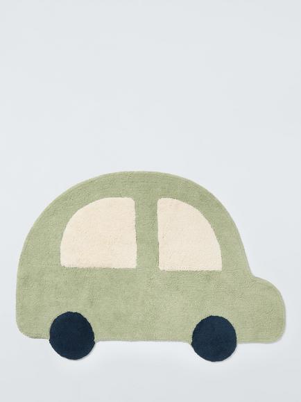 John Lewis Kids' Car Tufted Cotton Rug, 67 x 100cm, Green, Green