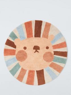 John Lewis Kids' Round Lion Tufted Cotton Rug, Dia 100cm, Multi, Multi