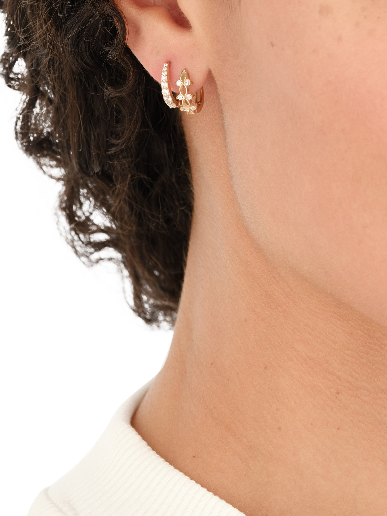 Product image 4 of 4, which shows Melissa Odabash Crystal Mini Huggie Hoop Earrings, Gold