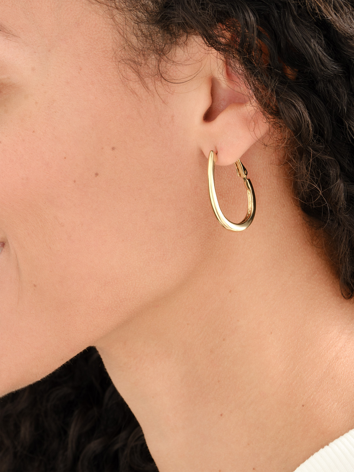Product image 2 of 3, which shows Melissa Odabash Oval Hoop Earrings, Gold