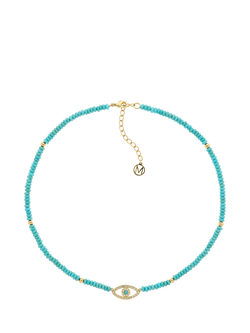 Melissa Odabash Turquoise Crystal Evil Eye Collar Necklace, Blue, Blue