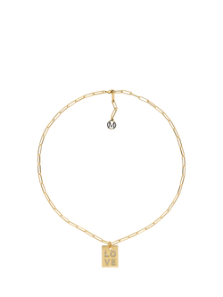 Melissa Odabash Crystal Love Tag Pendant Necklace, Gold, Gold
