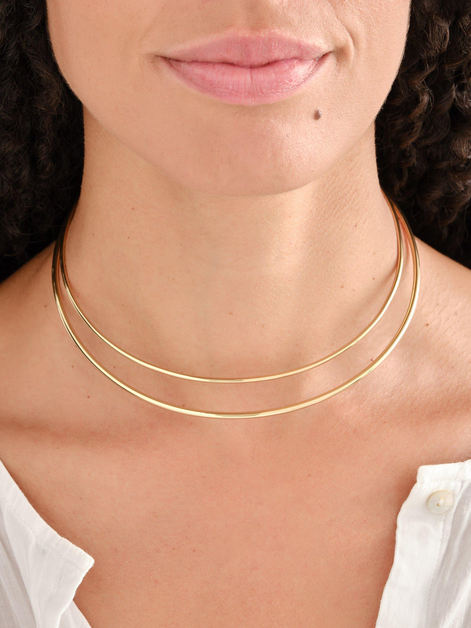 Product image 2 of 2, which shows Melissa Odabash Two Row Polished Collar Necklace, Gold