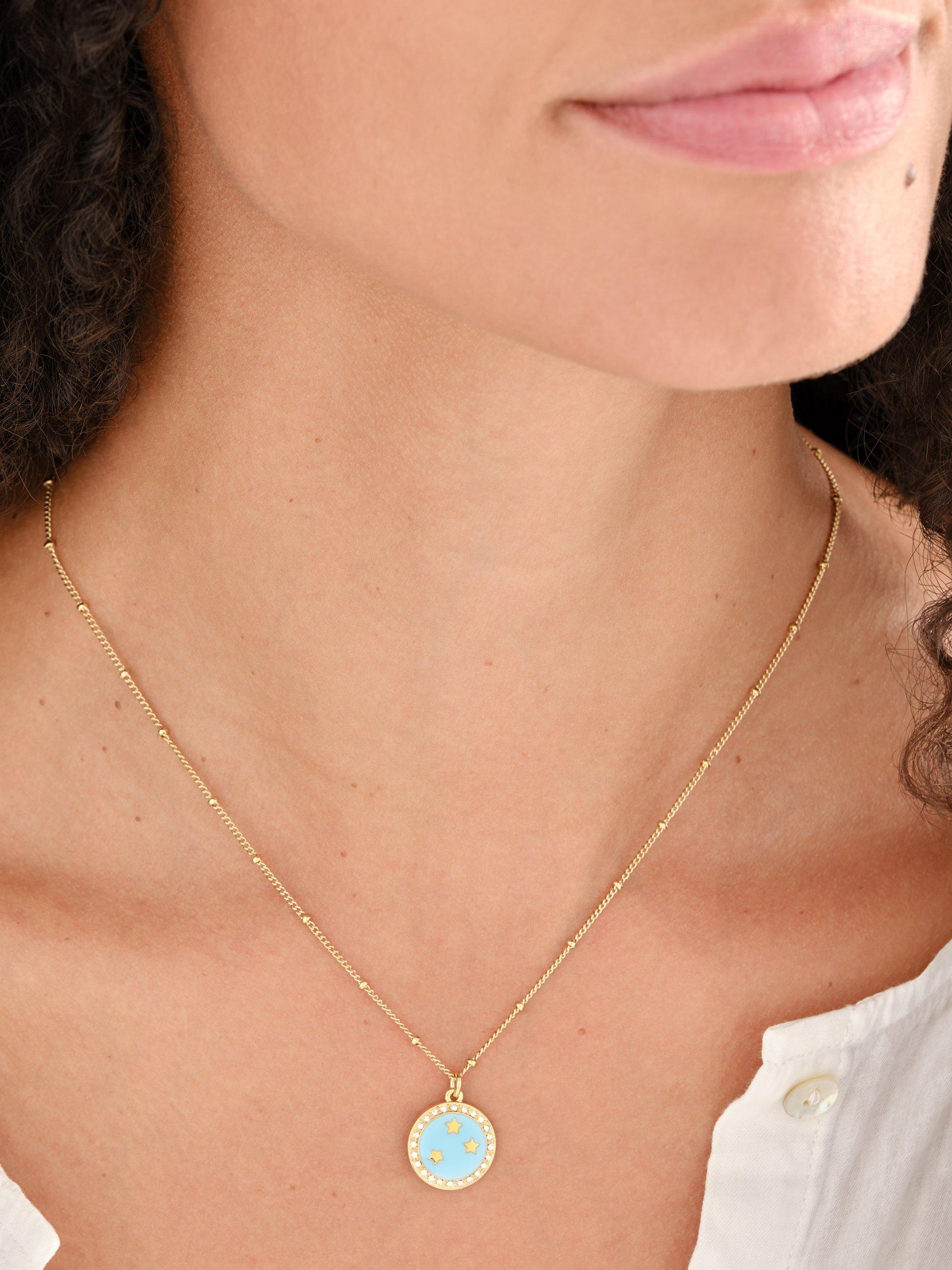 Product image 2 of 3, which shows Melissa Odabash Stars and Crystal Enamel Pendant Necklace, Gold