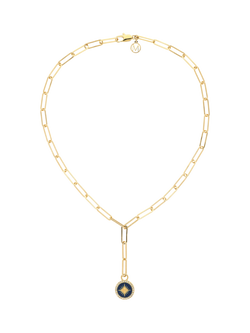 Melissa Odabash Star and Crystal Y Necklace, Gold/Navy