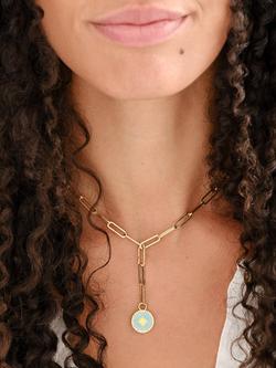 Melissa Odabash Star and Crystal Y Necklace - view 2, Gold/Aqua