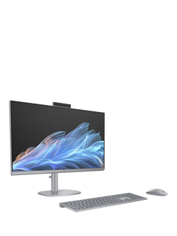 HP OmniStudio X 27-cs0002na All-in-One Desktop PC, Intel Core Ultra 5 Processor, 16GB RAM, 1TB SSD, 27" 4K Ultra HD, Meteor Silver, Meteor Silver