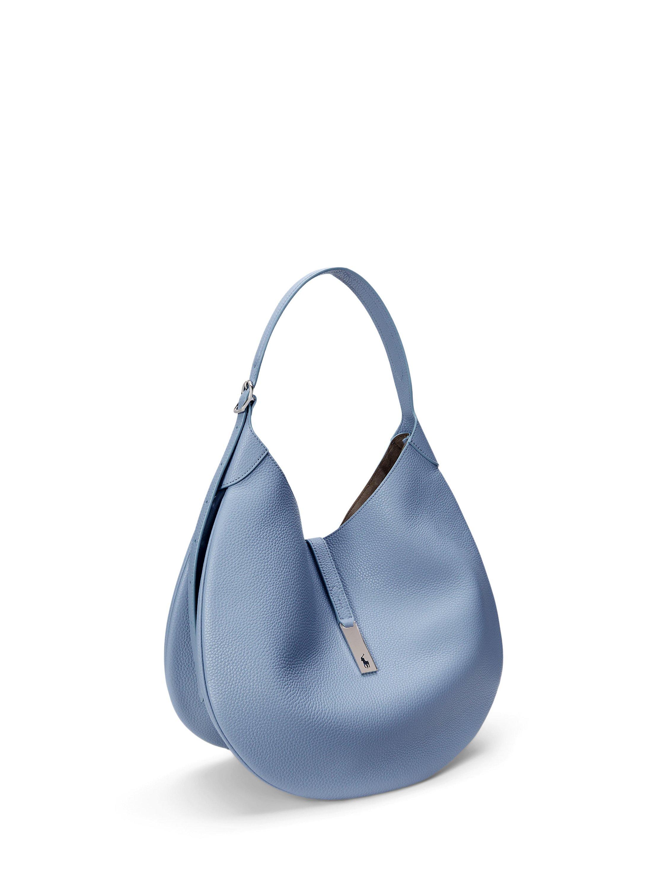 Product image 3 of 5, which shows Polo Ralph Lauren Polo ID Leather Medium Shoulder Bag, Faded Denim