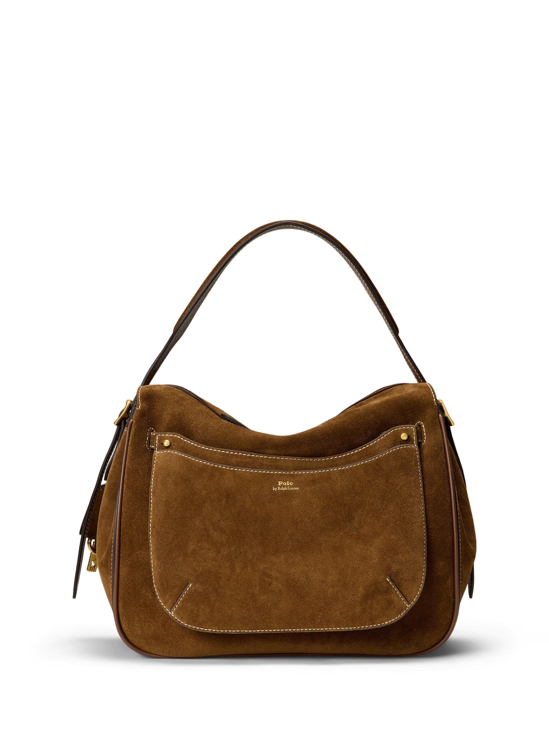 Product image 2 of 7, which shows Polo Ralph Lauren Polo ID Suede Satchel, Cinnamon/Cuoio