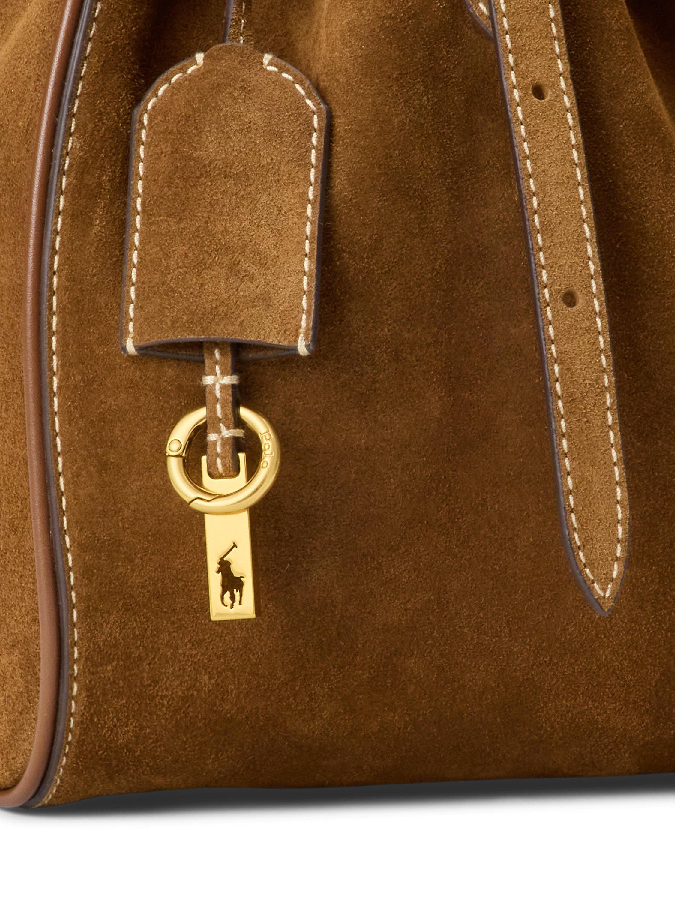 Product image 4 of 7, which shows Polo Ralph Lauren Polo ID Suede Satchel, Cinnamon/Cuoio