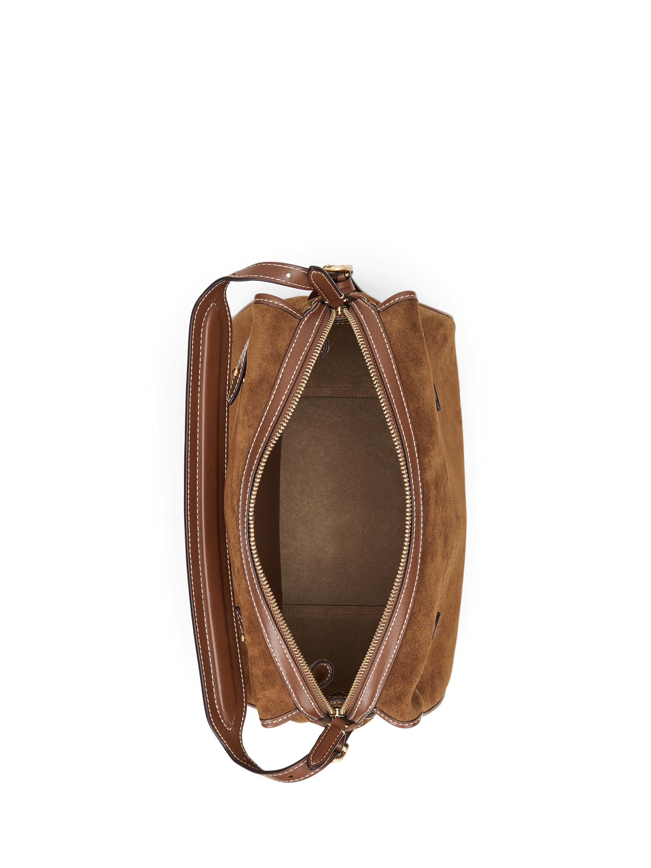 Product image 7 of 7, which shows Polo Ralph Lauren Polo ID Suede Satchel, Cinnamon/Cuoio